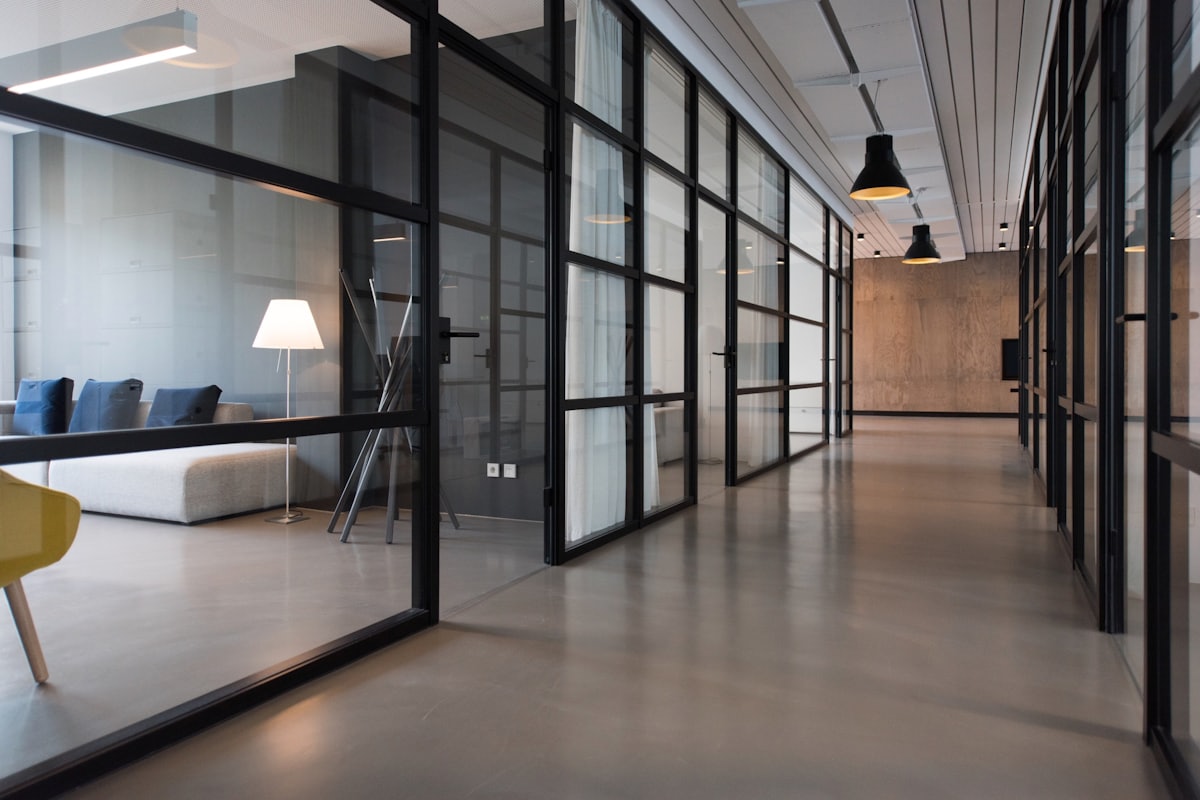 Inside a clean, modern professional office